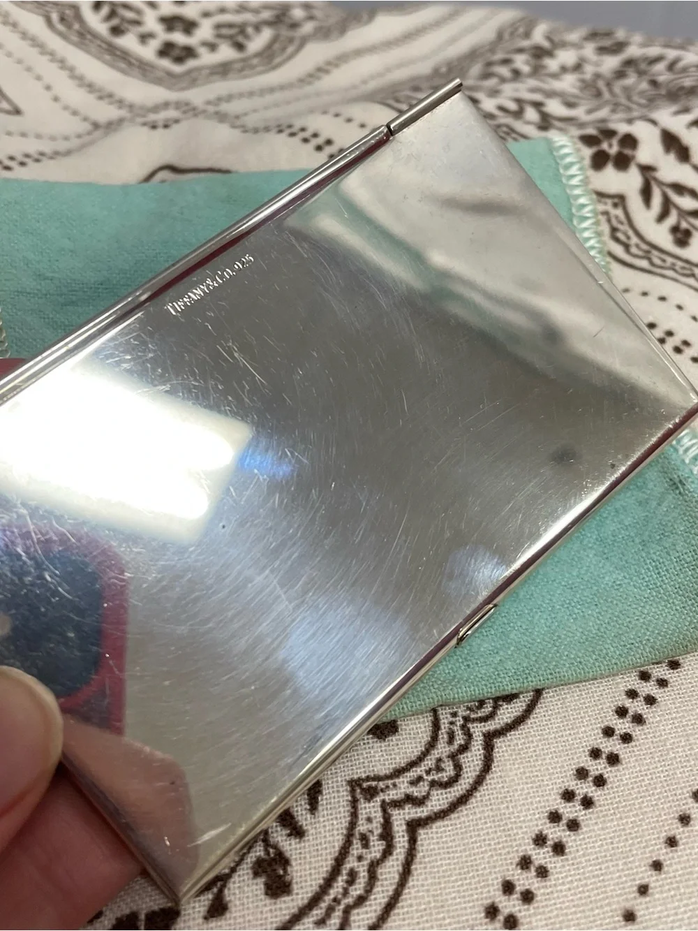 VINTAGE TIFFANY & CO SILVER BUSINESS CARD HOLDER WITH DUSTBAG
